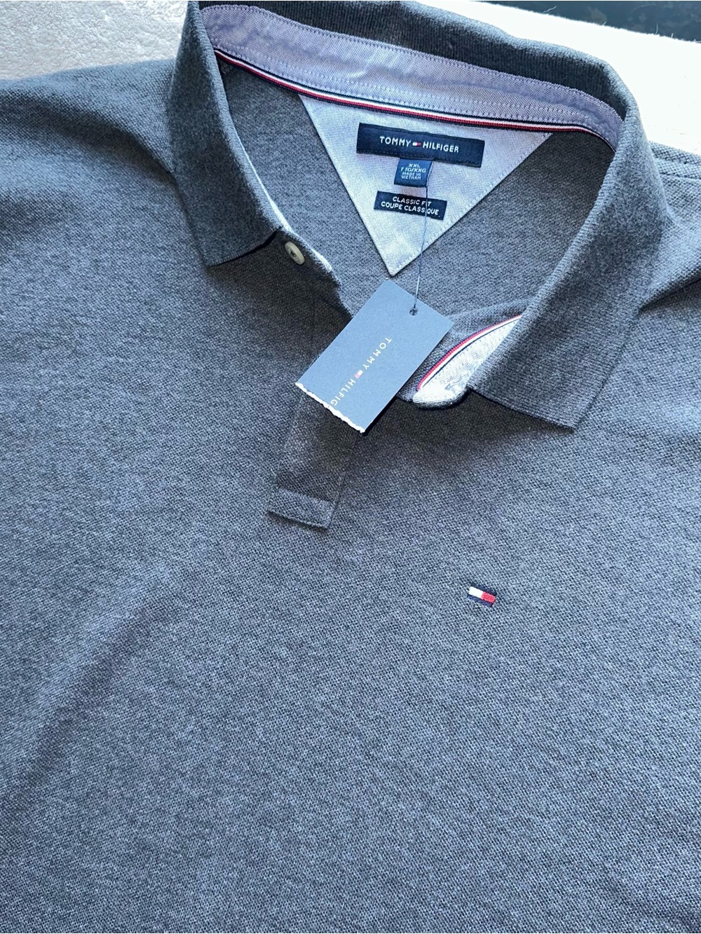 Tommy Hilfiger Polo Shirt Mens XXL Grey Classic Fit Short Sleeve NWT Brand New